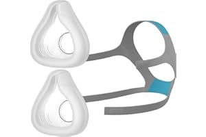 RESPURE Cojines de repuesto (paquete de 2) y un casco para ResMed AirFit F20 - Sello de silicona suave, correas ajustables para la cabeza - Compatible con máscara ResMed Airfit F20 (pequeño, mediano o grande