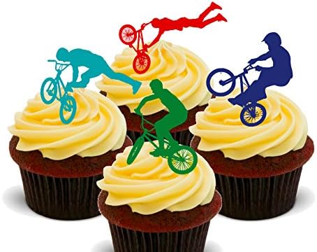 Made4YouBMX Edible Cupcake Toppers - Stand-up Wafer Cake Decorations (12 Pack)