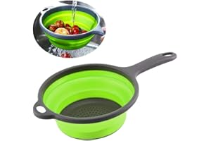 KOKSI Collapsible Silicone Colander with Handle Food Strainer Basket, BPA-Free