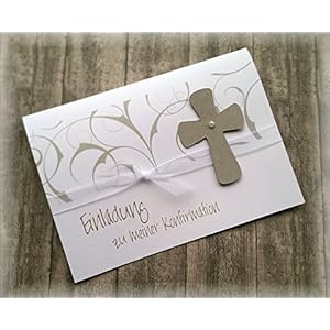 Einladung Einladungskarte Kommunion Konfirmation Firmung Taufe Kreuz taupe stein hellbraun