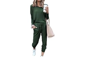 SotRong Women's 2 Piece Long Sleeve Tracksuit Loungewear Set Plus Size Crew Neck Sweatshirt and Drawstring Baggy Jogger Pant