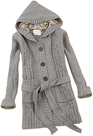 Women's Warm Knit Long Sleeve Hoodie Cardigans trench Outwear Sweater Coat (Gray)