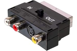 PremiumCord - Adattatore SCART-3x RCA + S-Video con Interruttore on/off