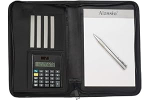 ‎ALASSIO Alassio 30144 - Schreibmappe CORNIGLIA im DIN A5 Format, Businessmappe aus Lederimitat, Dokumentenmappe in schwarz, Mappe ca. 24 x 18 x 3,5 cm, mit Taschenrechner