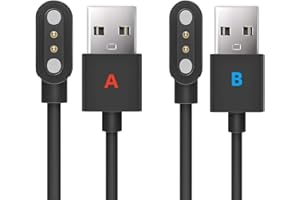 Aliwisdom Universal Smart Watch Charger Magnetic, Smartwatch Accessories USB Cable 2 Pin Magnetic Replacement Charger Compatible Cable Contact pin spacing 2.54mm - 2.84mm [2 Pack] Model A + Model B
