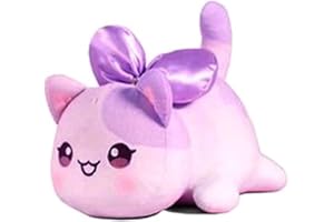 YUMSOU 9.8in Cute Aphmau Meows Cat Plush Toy Soft Meemeow Stuffed Donut Cat Plushes French Fry Cheeseburger Food Plush Doll Gifts (Bow Cat)