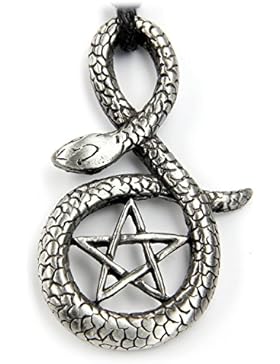 Schlangen Pentagramm Schmuck Amulett Talisman Schmuckzinn Drudenfuß, Länge mit Hänger: 5,3cm lang, inkl. Textilband...