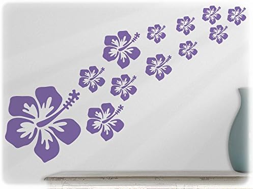 wallfactory - wall decal - 16 great Hibiscus flowers in lavender