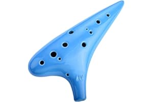 AFE POWER Afe 12-Loch-Okarina aus Keramik, Alt C, mit Schutzhülle und Liederbuch Hellblau (Water Blue)