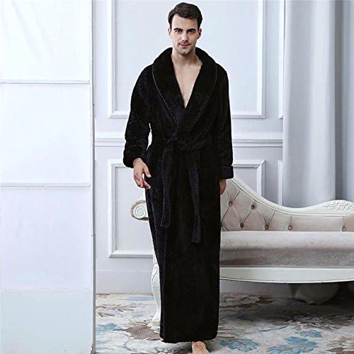 Coral Velvet Pajamas couples Flannel men and women bathrobes , Black , XL
