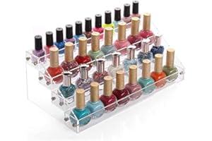 WAKECTS Stojak na lakier do paznokci, 4-poziomowy organizer do paznokci, przezroczysty, makijaż, stojak, stojak na organizer