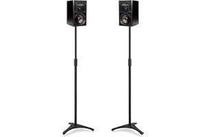 IBVIVIC 2 x Supports d'Enceinte Universel, Pieds d'Enceintes Réglable en Hauteur, Compatible avec Les Haut-parleurs Satellites et Les Petits Enceintes, Capacité de 3.6KG par Pied