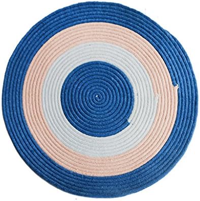 Color chenille round woven rug, modern computer desk and chair pad living room non-slip carpet ( Size : 80*80cm )