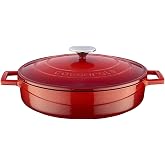Lava Metal Casting Multi-Purpose Spring Pot, Trendy, 28cm, 3.51 L Volume, Red