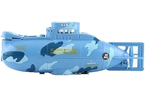 VGEBY Mini Bateaux sous-Marin Télécommande Submersibles Maquettes Jouets Enfants Navire Modèle Etanche avec Ligne USB et Télécommande(Bleu)