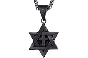 U7 Collar Estrella de David Colgante de Acero Inoxidable 316l para Hombres Mujeres Regalo Cumpleaños Joyería Judía de Protección para Familia