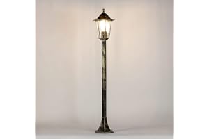 Licht-Erlebnisse Farola exterior PARIS de color dorado antiguo E27 A:1,05 m Lámpara de pie estilo rústico IP44 Poste de luz Iluminación para jardín, terraza