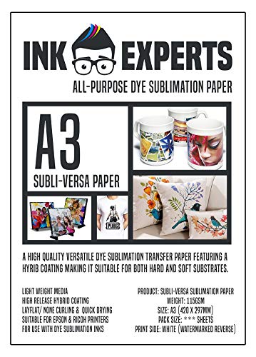 Ink Experts Subli-Versa - Papel de sublimación (A3, 115 g/m²) 100 Sheets