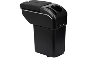 ZENVI Reposabrazos Compatible with Citroen Berlingo Apoyabrazos Centro Consola Organizador Doble Puerta Estilo Utilizable Para Soporte Codo（Estilo Fibra Carbono）