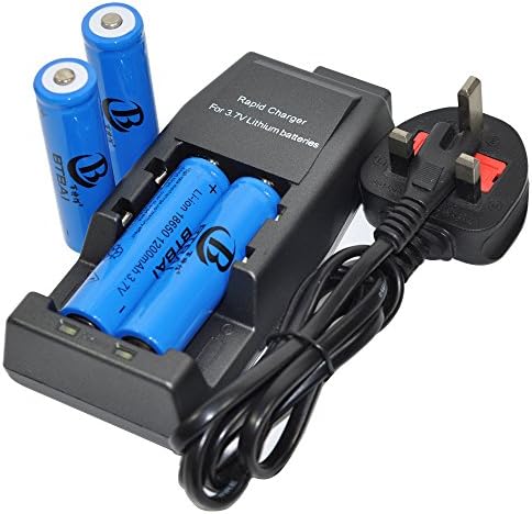 4Pcs 18650 Rechargeable Battery + Mains Universal Dual WF-139 Charger for LED FlashLight Torch Top Button 3.7V/Li-ion Capacity:1200mAh