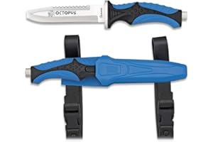 Tiendas LGP Albainox – 32332 – H. 11,5 cm. Cuchillo Submarinismo Azul Octopus -Herramienta para, Pesca, Caza, Camping, Outdoor, Supervivencia y Bushcraft