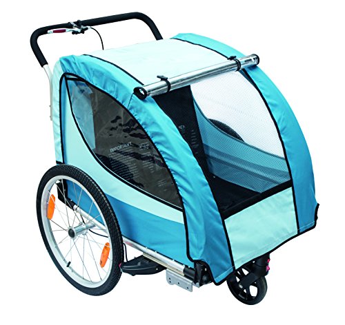BIKE ORIGINAL Remorque Aluminium 2 en 1 Mixte Adulte, Bleu océan, Taille One sizeque