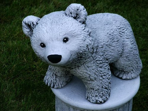 Steinfigur Berlin B„r 02 27 cm ca.11,3 kg grau-patiniert Frostfest Stein Nr.035 - 4