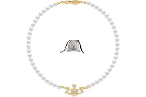 Hipwope Planet Perlenkette für Damen Perlen Saturn Kristall Strass Halskette Beste Freundin Freundin Geburtstag Jubiläum Schmuckgeschenk