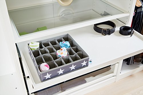 STORE.IT 671046 Wäschesortierer, Schubladen Organizer, Schrank Organizer, Polyester, 30x30x8cm, 24 Fächer, grau - 3
