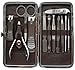 12 Piece Manicure, Pedicure, Male / Female Grooming, Nail Care Set - Padded Faux Leather Travel Carry Case.
