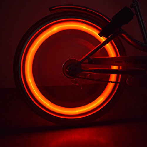 Riao-Tech 4er Set Fahrrad Speichenlicht Fahrradreflektoren, LED Speichenleuchten mit 3 Leuchtmodi Rot Red - 5