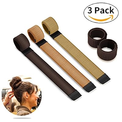 Bestidy 3PCS Perruque de cheveux Bun Disk Maker Donut Hair Piece Bob Maker Outil cheveux Light Coffee Black