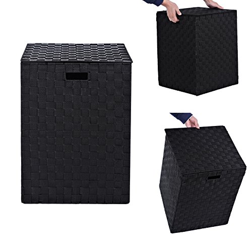 Songmics Wäschekorb, Wäschetonne aus Nylongeflecht mit Metallrahmen Schwarz 38 x 50 x 38 cm (B x H x T) LCB108 - 5