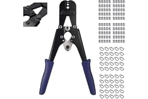 CAMWAY 2 w 1 narzędzie do zaciskania linek drucianych i frez od 1/16 cala do 1/8 cala z 100 szt. 1/8 cala aluminiowe zaciski pętelkowe i 50 szt. M3 naparstki ze stali nierdzewnej