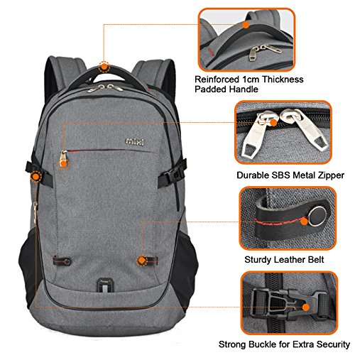 MixiI Laptoprücksack Schulrücksack mit Gepolstertem Laptopfach Studenten Unisex Backpack Daypack für Flug ,Geschäft , Sport - 4
