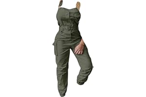 ORANDESIGNE Salopette Cargo Femme sans Manches Combinaisons Ceinturées à Bretelles Réglables Mode Pantalon à Bavette Décontracté avec Poches