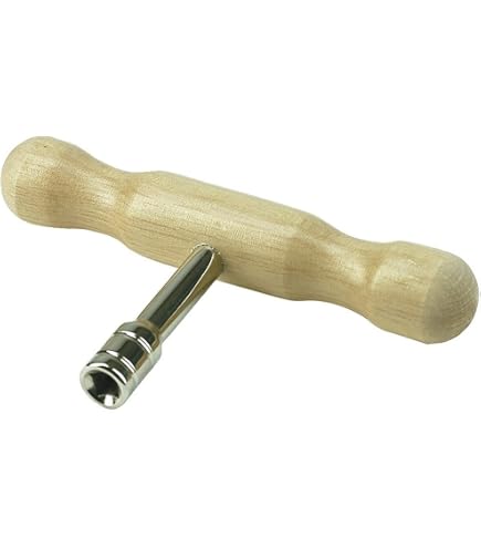 Zalati Stemsleutel – L-vorm, Houten Handvat, 4 Mm Stok, Voor Lierharp, Reparatie En Stemmen, Zilver-geel, 105x40x20 Mm