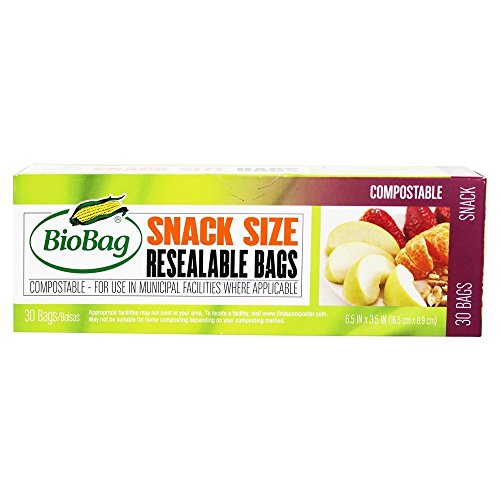 Bio Bag - Bolsas de tamaño Snack resellables compostables - 30Bolsas