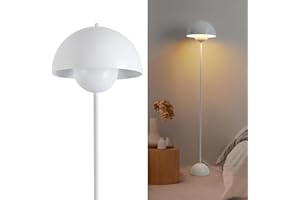 ALPINALUZ Lámpara de Pie Blanca de Aluminio con Pantalla de Forma Parabólica Abovedada: Estilo Clásico, Moderno y Nórdico, Ideal para Salón y Comedor con Casquillo E27