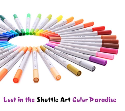 Schuttle Art Pinselstifte 56 Art von Farben Brush Pen Set Filzstifte mit zwei Spitzen Pinselspitze mit Fineliner 0.4mm Kunst Stifte Set für erwachsene Malbuch - 2