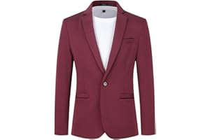 YOUTHUP Giacca da Uomo Slim Fit Blazer 1 Bottone Monopetto Formale Business Suit