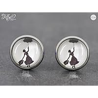 Ohrstecker Edelstahl Cabochon 10mm Mary Poppins