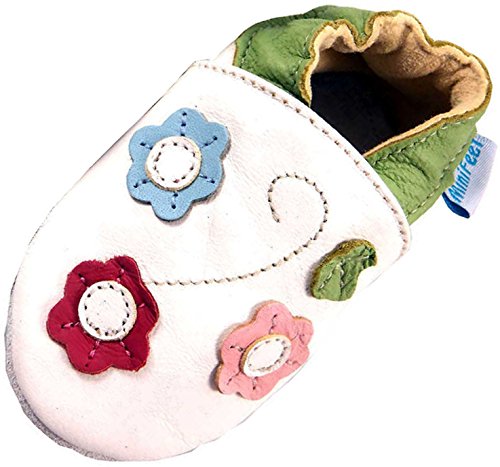 MiniFeet Soft Leather Baby Shoes, Triple Flower, 0-6 Months