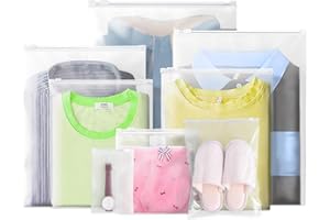SXINGMT 50 Pcs 5 Sizes Zip Lock Bags for Clothes,Maternity Hospital Bag Organiser Pouches,Clear Plastic Reusable Ziplock Bags for Clothes,Travel,Luggage,Shoes,Cosmetics,Frosted and Transparent,No Holes