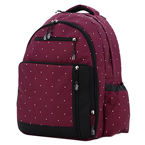 Happy Cherry Women's Multi-function Large Waterproof Mummy Travel Backpack Diaper Nappy Bag Purplish Red Dot