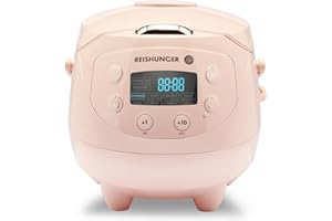 Reishunger Cyfrowy mini ryżowar i parowar w kolorze różowy - Funkcja utrzymywania ciepła, minutnik & garnek premium - mały multicooker, 8 programów, 7-fazowa technologia gotowania, 1-3 osoby