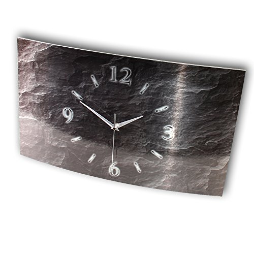 Kreative Feder Abstrakt Schiefer Metallic Designer Funk Wanduhr Funkuhr modernes Design * Made in Germany* WAG160FL * leise kein Ticken (50×30) - 3