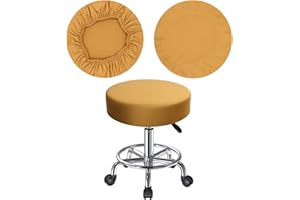 HuaLiSiJi Funda Taburete Redondo 30-40cm Color Rico y Estirable Sin Pliegues Lavable con Agua Antipolvo Suave y Duradero, También Adecuado para Taburetes Cuadrados (Z-Caqui,1)