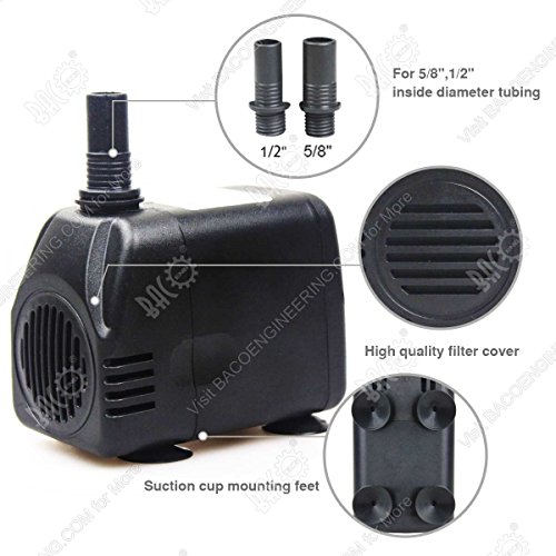 BACOENG Aquarium Pumpe Förderpumpe Teichpumpe Tauchpumpen Wasserpumpe Fontäne Pumpe 200/600/1000/2000/2500LPH (1000L/h) - 4