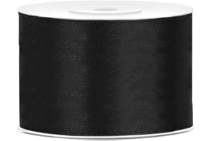 DaLoKu Satinband 6/12/25/38/50/100mm x 25m Geschenkband Schleifenband, Größe: 50mm x 25m, Farbe: Schwarz